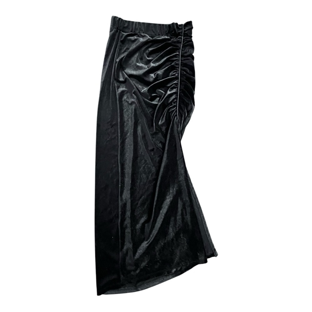 Velvet Midi Skirt Side Ruching and slit Small